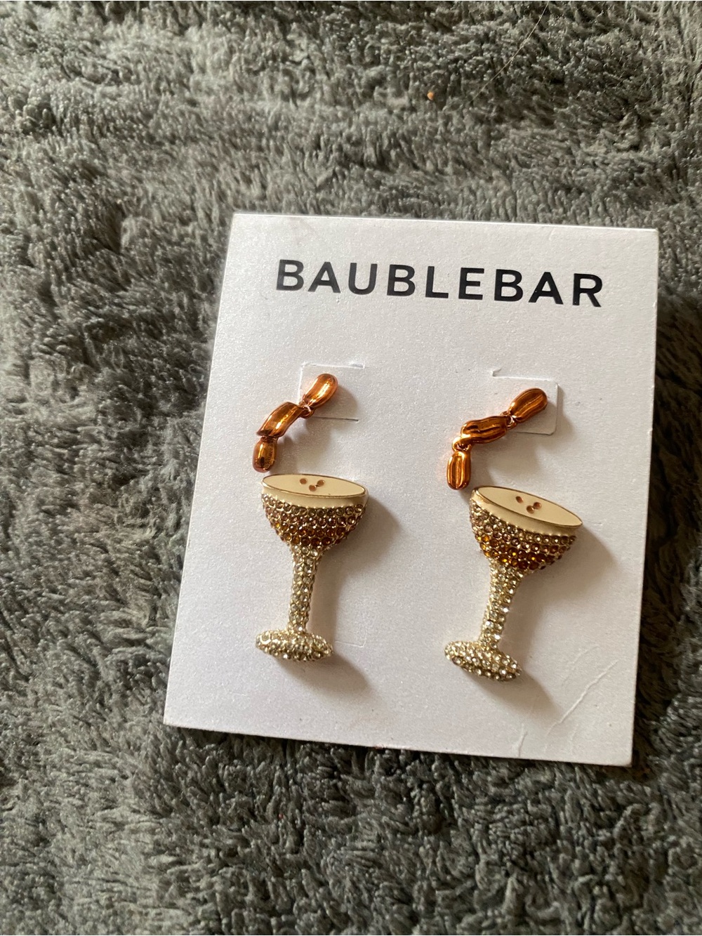 BaubleBar Gold Cocktail Glass Dangle Earrings Set of 2